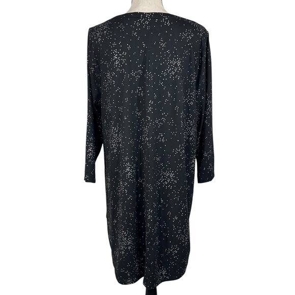 Lane Bryant SZ 14/16 Tunic Top Stretch Polka Dot 3/4 Sleeve Hi-Low Hem Knotted - Picture 5 of 7